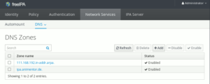 FreeIPA: DNS-Zonen