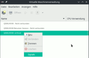 virt-manager: Verbindungsdetails öffnen