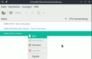 virt-manager: Neue virtuelle Maschine erstellen