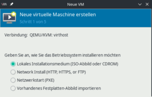 virt-manager: Lokales Installationsmedium