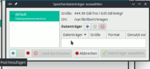 virt-manager: Speicherpools